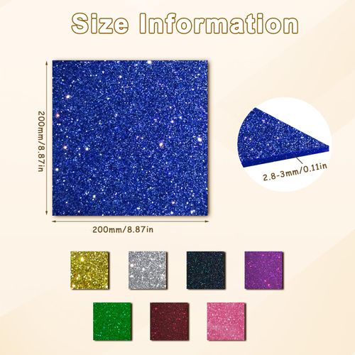FaeliKnise Glitter Acrylic Sheets 1/8" Thick 7.87x7.87 Translucent Cast Color Acrylic Sheets for Laser Cutting and Engraving, Invitation Blanks, Signs, Festival Decorations (5, Blue, 7.87"x7.87")
