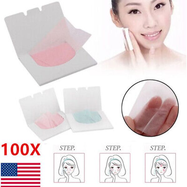 100Pcs Face Oil Control Film Absorbent Tissue Makeup Blotting Paper Pad USA