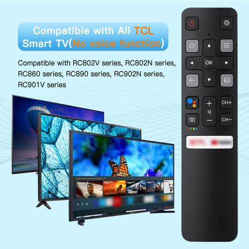 Replacement TCL Remote RC802V for TCL Android TV 4K Smart TV Remote Control No Setup Required, 40S334 50S434 55S434 75S434 40S330 70S430 32S334 55S435 50S435 43S434 32S6500A 65P8S 65P8 (No Voice)