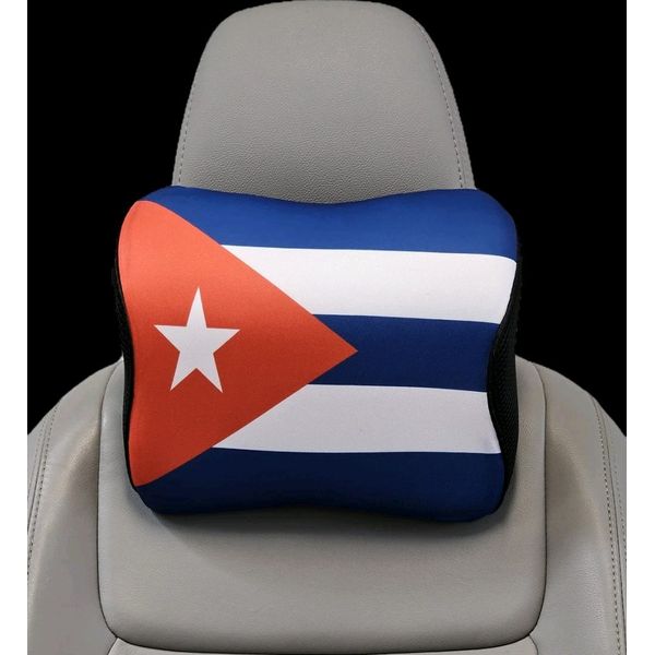 Cuba Flag Headrest Neck Support Pillow with Memory Foam (2 Pack)
