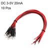 sourcing map 10Pcs 3mm Pre Wired LED, White DC3-5V Clear Lens, Light Emitting Diodes