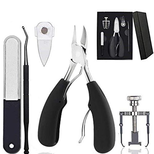 INSGB Precision Toenail Clippers for Thick or Ingrown Toenails - Thick Toenails (5 Pcs Set with Nail Correction Tool in Gift Box)