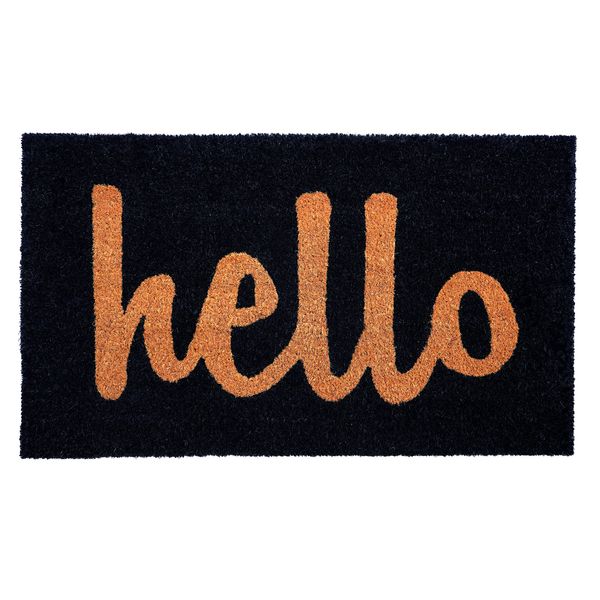 Calloway Mills 100231729BNS Script Hello Doormat, 17" x 29", Black/Natural