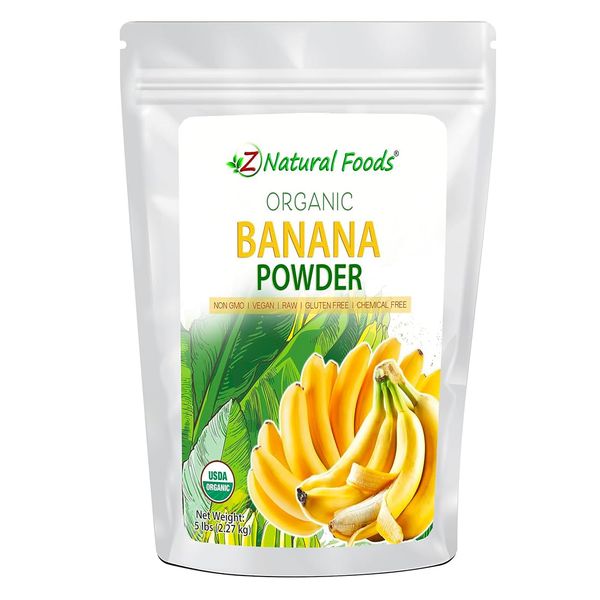 Z Natural Foods Organic Banana Powder, Fiber Supplement for Glowing Skin and Enhanced Immunity, Great in Juice, Smoothies, and Recipes, Non-GMO, Vegan, Gluten-Free, Kosher, 1 lb.