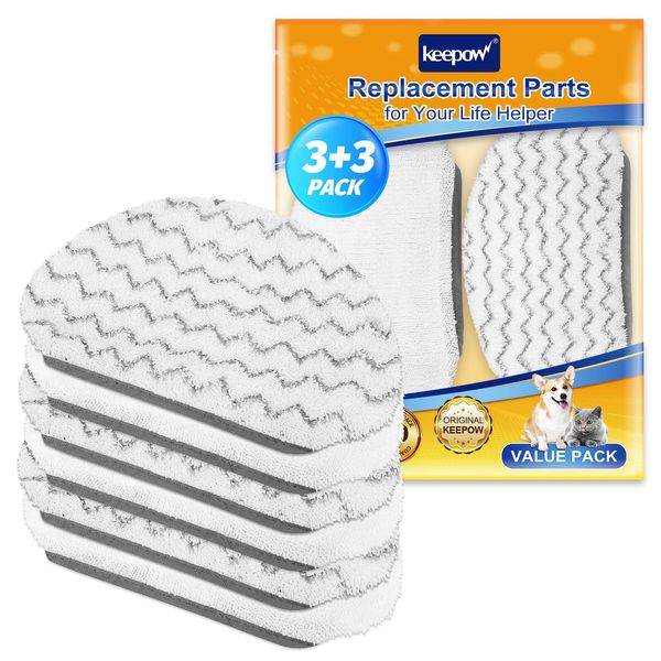 KEEPOW Steam Mop Pads 6 Pack for Bissell Powerfresh 1940 1544 1440 Series Floor Steamer Hard Floor Cleaner Microfiber Rags Replacement Parts for Bissell Model 1544A 2075A 1806 5938 1940W 19404 1940A