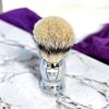 Parker 100% Silvertip Badger Bristle Shaving Brush-Chrome Handle with 3-Band-Silvertip Badger Hair Bristles - Extra Dense and Soft Bristles -Parker Shaving Brush Stand Included