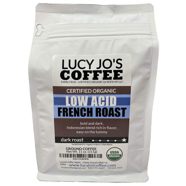 Lucy Jo's Coffee, Organic Low Acid French Roast, Ground Coffee 11 oz