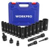 WORKPRO 20PACK 1/2" Drive Deep Impact Socket Set  Metric 10-27mm Universal Joint