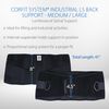 Core Products Industrial Lumbar Belt with Internal Suspenders for Breathable Comfort & Convenience, Lower Back Support, Black - Medium/Large