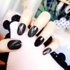 24 PCS Nail Tips, Gel Nails, Light Method, Solid Color, Cat Eye Stone, Handmade Nail Art Tips (Black)