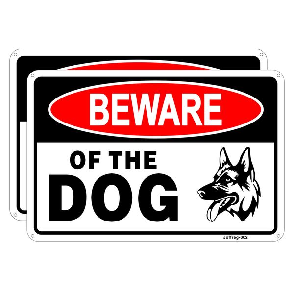 Beware of Dog,Dog Warning Sign,20 x 30 cm,Reflective Aluminum,UV Printed,Weather Resistant,Waterproof,Durable Ink,Easy to Mount,Indoor Or Outdoor Use,2 Pack