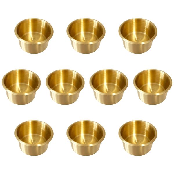 Game Table Cup Holder Insert - 10Pack Solid Brass Jumbo Drink Holder, Poker Table Cup Holders for Casino Table, Game Table, Sofa, Boats, Bench, Desk, RV Cars & Trucks