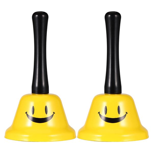 Call Bell, Hand Bell Service Bell Dinner Desk Bell for The Porter Kitchen Restaurant Bar Hotel Schools (2 Pack, Yellow)