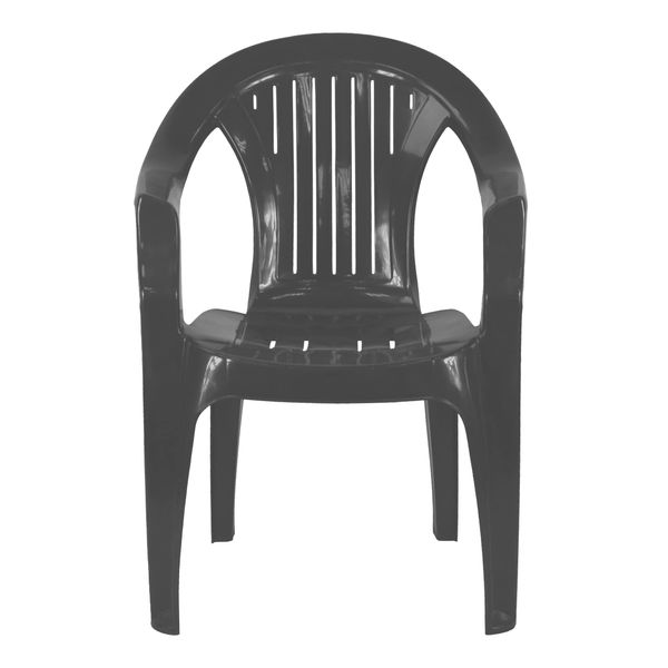 Plastic Garden Chairs - BLACK Set of 6 Chairs - Stackable with Vertical Slat Low Back Design - Indoor or Outdoor Use - Suitable for Patio, Parties, Picnics or Camping.