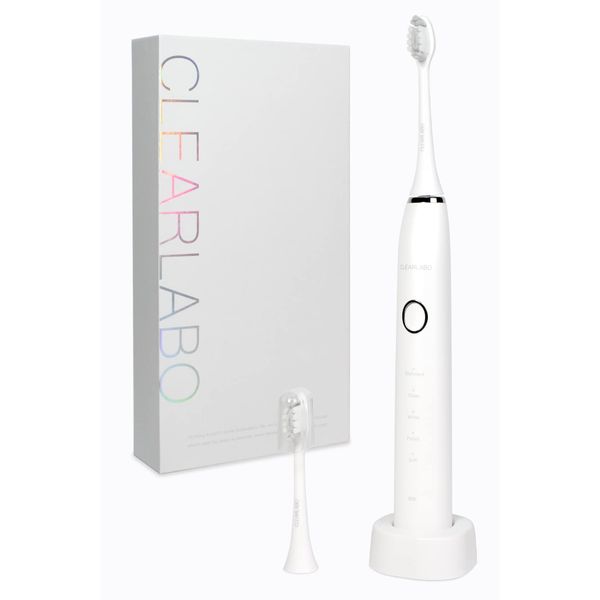 CLEARLABO Electric Toothbrush, Sonic, Sonic Toothbrush, Nano Toothbrush, IPX8, Waterproof, 5 Modes, Prevents Cavities, Toothpaste, Rechargeable, Charging Stand Included, 2 Brush Heads, Gift Present