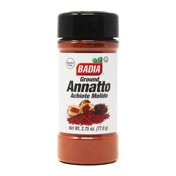 Badia Ground Annatto 2.75 oz – Achiote Powder with Mildly Earthy and Peppery Flavor – Natural Seasoning and Coloring for Latin Recipes