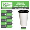 16oz White Coffee Cups and Black Flat Lids Hot Cold Drinks Disposable 100pcs