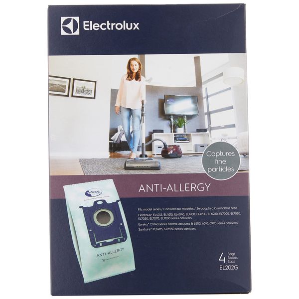 Electrolux EL202G S-bag Anti-Allergy Synthetic Vacuum Bags, 4 Pack , Blue