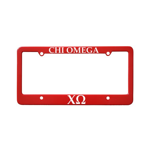 Officially Licensed Chi Omega License Plate Frame - Red