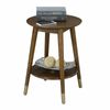 Pemberly Row Round End Table with Bottom Shelf in Espresso Wood Finish