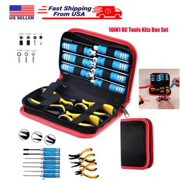 10 IN 1 RC Tool Kits Box Set Screwdriver Pliers Hex Repair for RC Helicopter Car