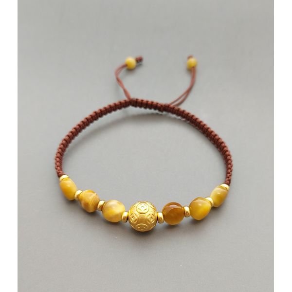 The beginning of happiness 8..﻿ Double fortune + success 99.9 gold silver coin jar &amp; tiger eye stone knot bracelet