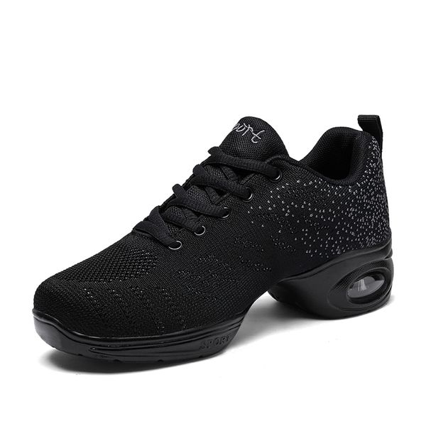 Jazzschuhe Damen Geteilte Sohle Tanzsneaker Erwachsene Atmungsaktiv Leicht Mesh Tanzschuhe Laufen Sportschuhe Schwarz1 39