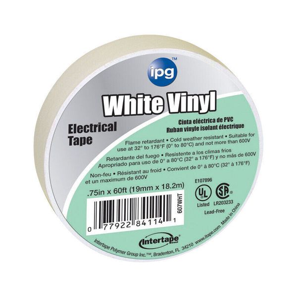 IPG .75 in. W X 60 ft. L White Vinyl Electrical Tape (Pack of 6)