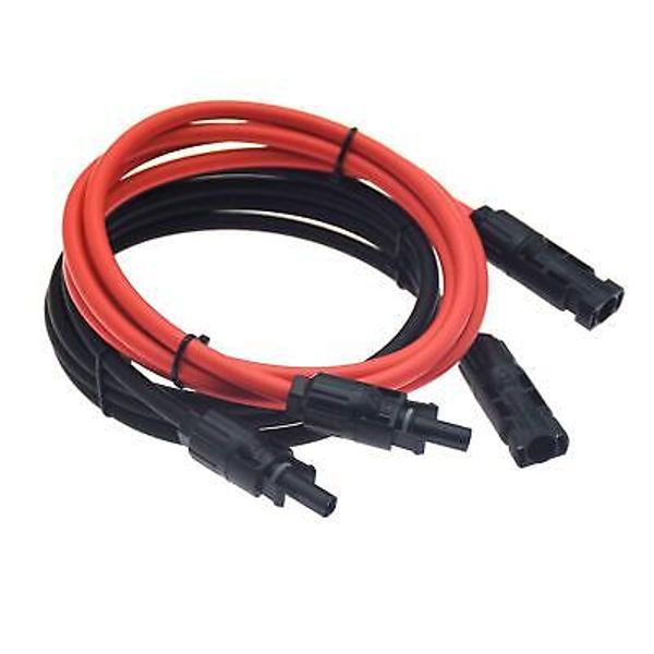 1 Pair Black + Red 10AWG(6mm²) Solar Panel Extension Cable Wire Connectors So...