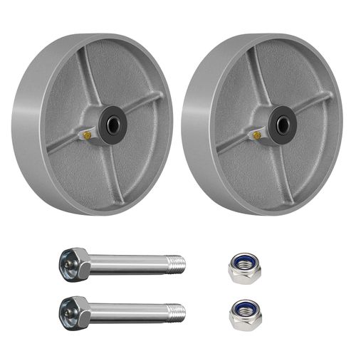 HANDSAMMU 8 Inch Replacement Caster Wheels, Steel Cast Iron Wheel, Heavy Duty -1300 lbs Capacity per Wheel, 1/2" Bore, Industrial Caster Wheel for Platform Trucks Push Cart（2 Pack）