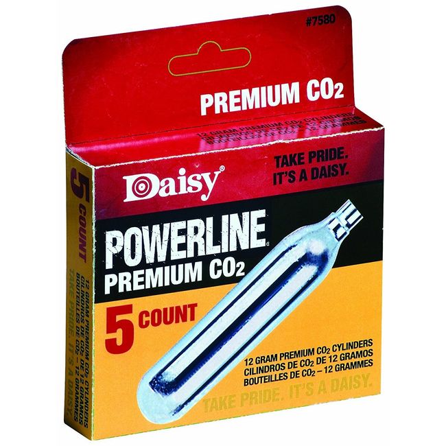 Daisy unisex adult 5 Count 12 gm cylinders CO2 Cartridges, Silver, pack US