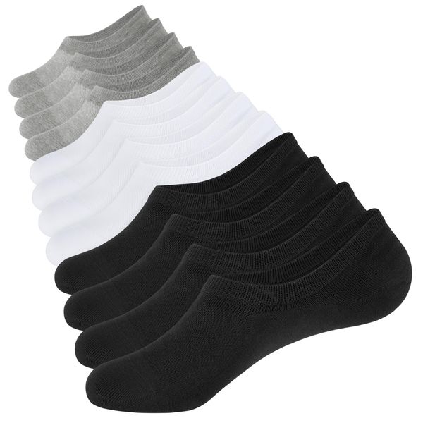 Closemate Mens No Show Socks Low Cut Invisible Socks for Men Women 6 Pairs Non Slip Cotton Casual Sneaker Trainer Socks(2Black2White2Grey, Size L)