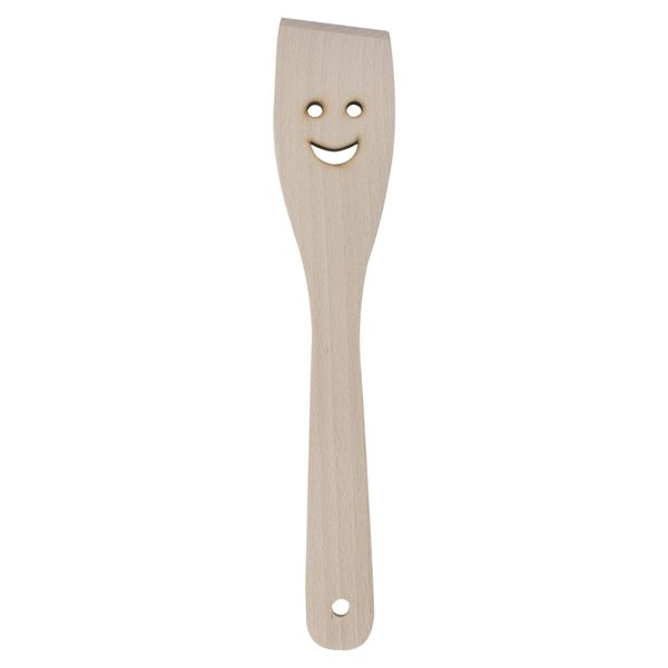 WooDeeDoo (3 Pcs. 'Smile' Decorative Wooden Spatulas | 30 cm Flat Beechwood Turner Kitchen Cooking Baking Mixing Eco-friendly Utensils | Ideal for Decorating Arts Craft