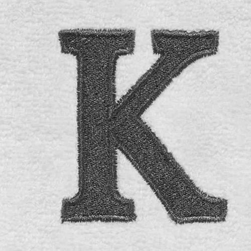 Avanti Linens - Monogram Embroidered Fingertip Towel, 100% Cotton, K, White/Gray, 18.00" x 11.00"