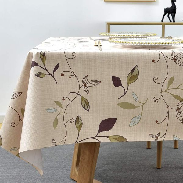 Plenmor Wachstuchtischdecke PVC Tischdecke Plastik Tischdecke Outdoor, Table Cloth Waterproof Abwischbare Tischtuch Dining Table Cover (Herbstblätter, 137 x 137 cm)