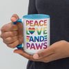 Peace, Love, and Paws Large Color Splash Mug