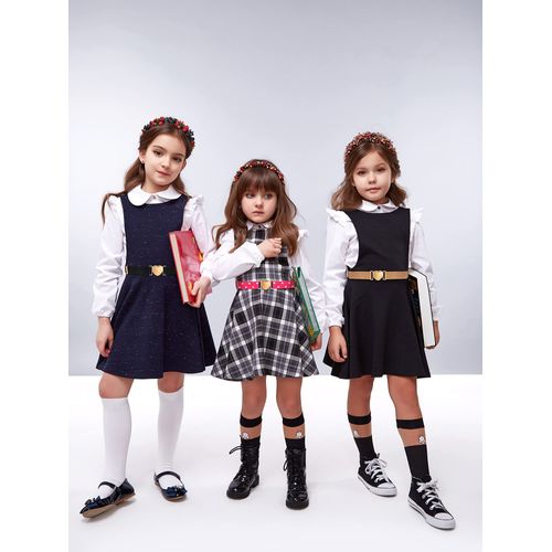 Hamry 3 Pieces Girl Belts Kids Toddler Belt Elastic Stretch Belt Adjustable , Heart Kids Belt for Girls (Rose, Apricot, Black)