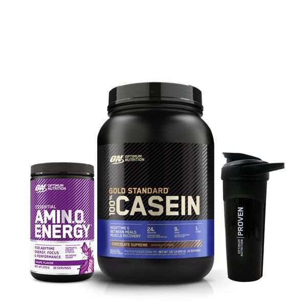 [+Shaker] Gold Standard Casein 850g Choco + Amino Energy 270g Grape