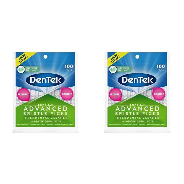 DenTek Deep Clean Bristle Picks,100 Each (Pack of 2) White
