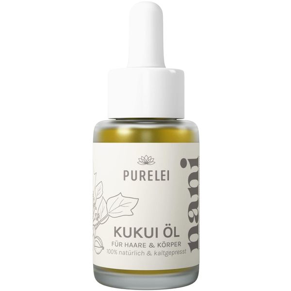 PURELEI® Kukuiöl (1x30 ml) – 100% Vegane Naturkosmetik aus Hawaii – Haaröl trockenes Haar – Oil für Haut, Haare und Nägel – Gesichtsöl Kopfhaut Öl Haaröl