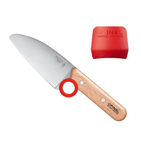 Opinel Le Petit Chef Knife Set, Chef Knife with Rounded Tip, Fingers Guard, For Children, Teaching Food Prep and Kitchen Safety, 2 Piece Set, Made in France