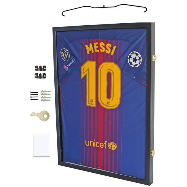 Sports Jersey Frame Display Case, Shadow Box with Hanger, for Soccer Basketball Jersey, Black