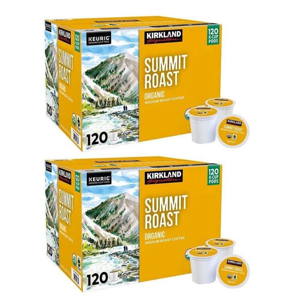 Kirkland Signature Coffee Organic Summit Roast K-Cup Pod 120-count 2 Boxes