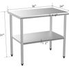 ROVSUN Stainless Steel Work Table,48 x 24 inch with Adjustable UnderShelf