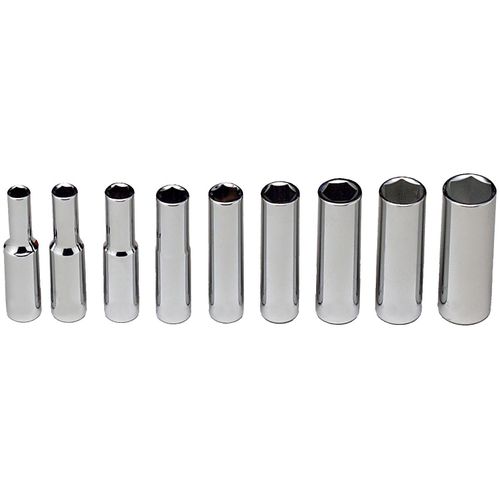 Wright Tool 208 1/4" Drive 6 Point Deep Socket Set, 1/4" - 1/2" (9-Piece)
