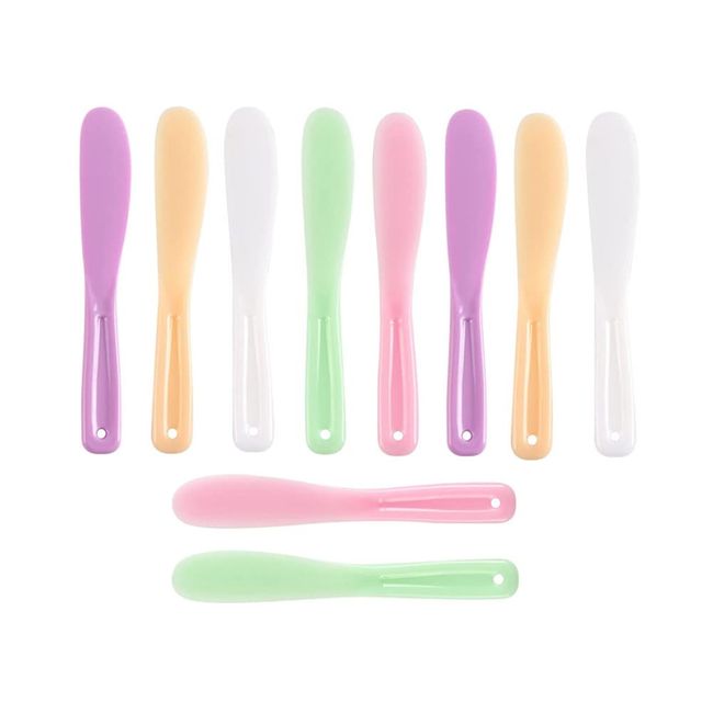 Honkenda 10 Pack Disposable Makeup Mixing Spatula Spoon Scraper, Reusable Cosmetic Beauty Facial Cream Scoop for Face Mask Stick DIY Lotions Applicator (Colorful)