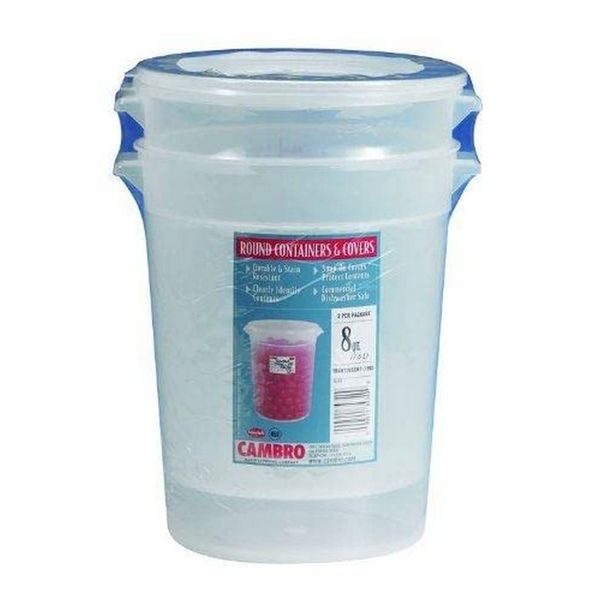 Cambro 8-Quart Round Food-Storage Container with Lid, Set of 2