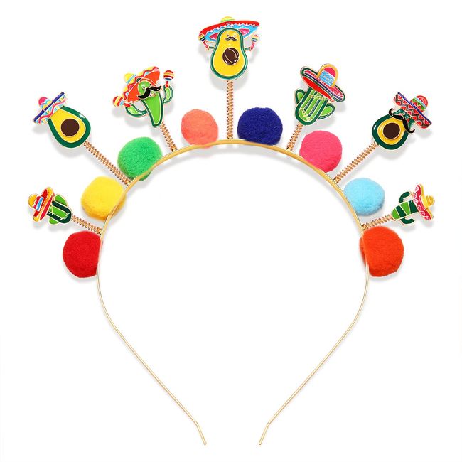 HEIDKRUEGER Cinco De Mayo Headband Funny Fiesta Hairband Mexico Charms Bopper Headbands for Mexican Fashion Hair Accessories