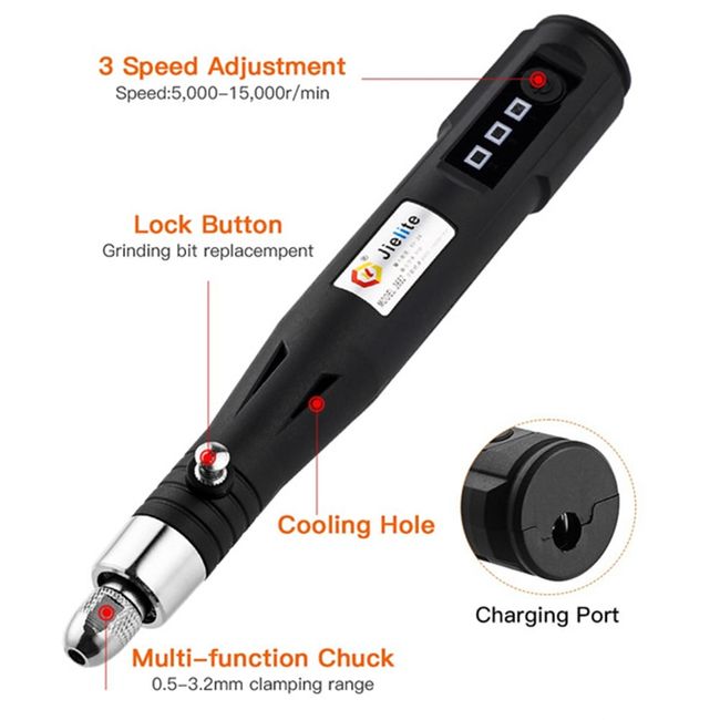 15000RPM 3 Speeds Mini Hand Portable USB Handheld Electric Drill Grinding  Home
