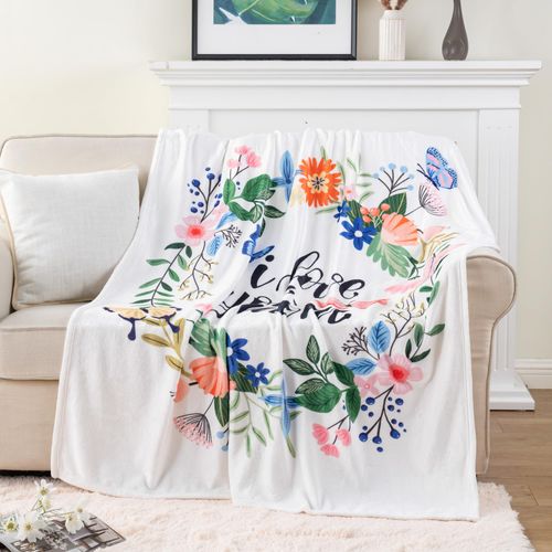 Battilo Throw Blankets Anniversary Birthday Gift for Mom from Daughter Son, I Love You Mom Blanket, Super Soft Flannel Throw Blankets for Couch Bed, 50"x60"